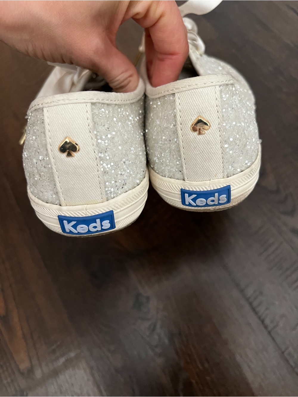 kate spade Cream Glitter Ribbon Lace-Up Sneakers - Picture 3 of 5